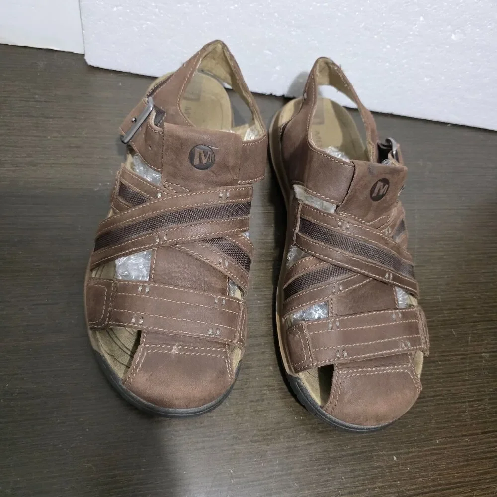 Merrell Espresso J62213 Brown Suede Leather Fisherman Sandals 9 - Picture 5 of 16